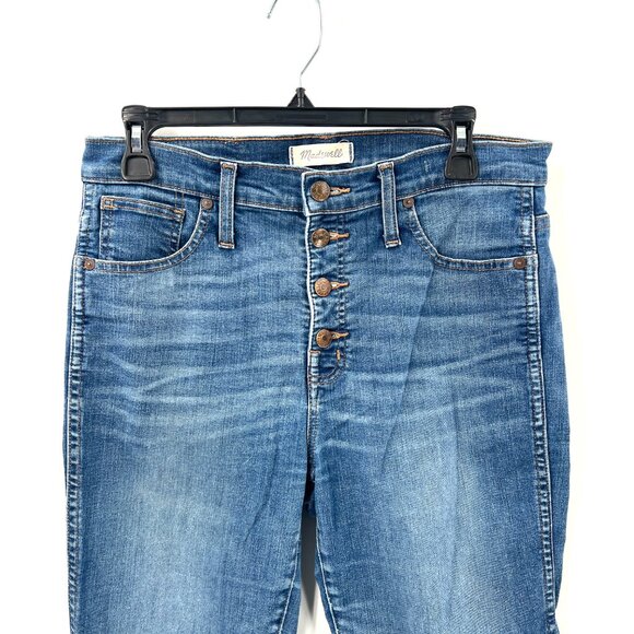 Madewell 10" High-Rise Skinny Jeans Chewed-Hem Edition exposed button fly 29 - Picture 3 of 16
